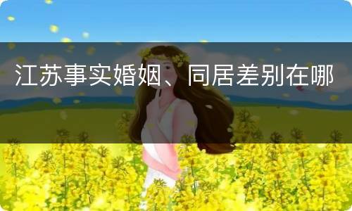 江苏事实婚姻、同居差别在哪