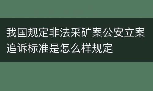 我国规定非法采矿案公安立案追诉标准是怎么样规定