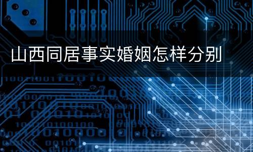 山西同居事实婚姻怎样分别