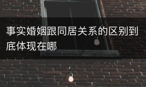 事实婚姻跟同居关系的区别到底体现在哪