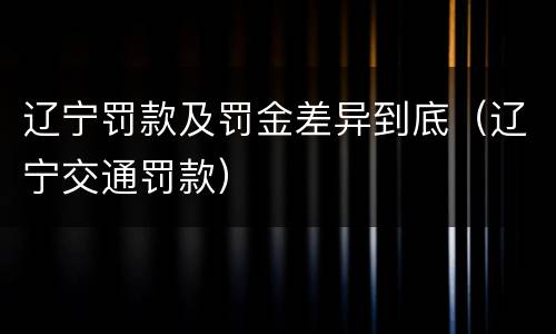 辽宁罚款及罚金差异到底（辽宁交通罚款）