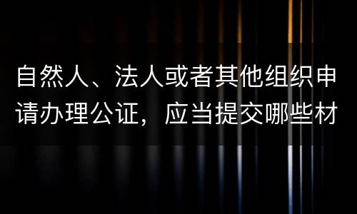 自然人、法人或者其他组织申请办理公证，应当提交哪些材料