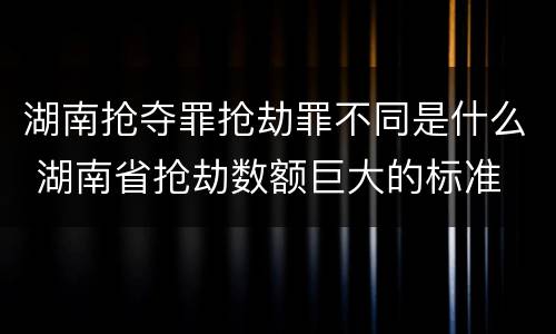 湖南抢夺罪抢劫罪不同是什么 湖南省抢劫数额巨大的标准