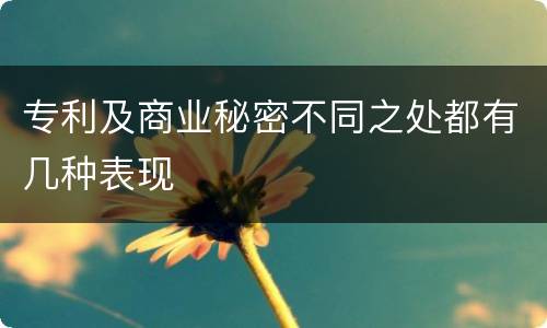 专利及商业秘密不同之处都有几种表现