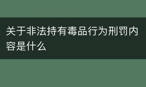 关于非法持有毒品行为刑罚内容是什么