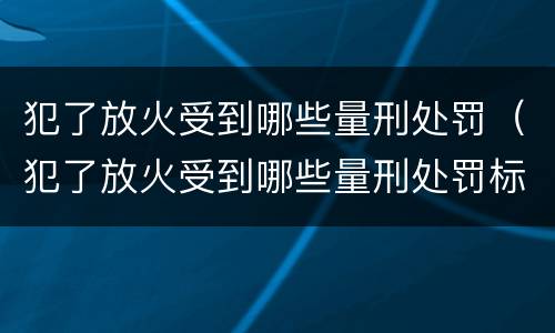 犯了放火受到哪些量刑处罚（犯了放火受到哪些量刑处罚标准）