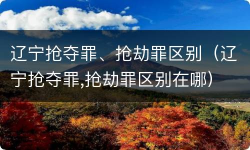 辽宁抢夺罪、抢劫罪区别（辽宁抢夺罪,抢劫罪区别在哪）