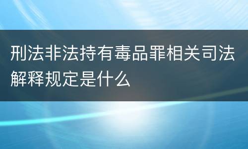刑法非法持有毒品罪相关司法解释规定是什么