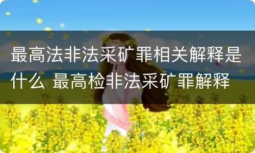 最高法非法采矿罪相关解释是什么 最高检非法采矿罪解释