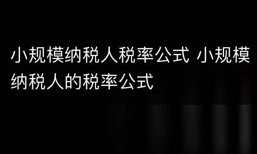 小规模纳税人税率公式 小规模纳税人的税率公式
