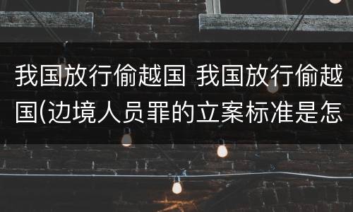 我国放行偷越国 我国放行偷越国(边境人员罪的立案标准是怎么规定