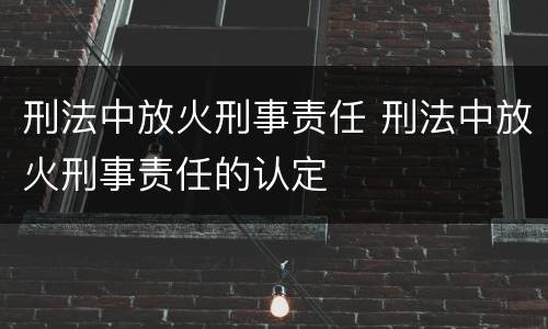 刑法中放火刑事责任 刑法中放火刑事责任的认定
