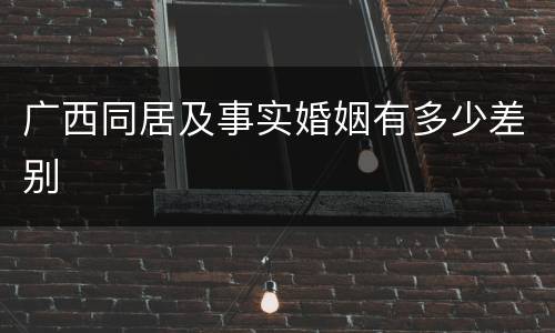广西同居及事实婚姻有多少差别