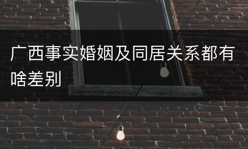 广西事实婚姻及同居关系都有啥差别