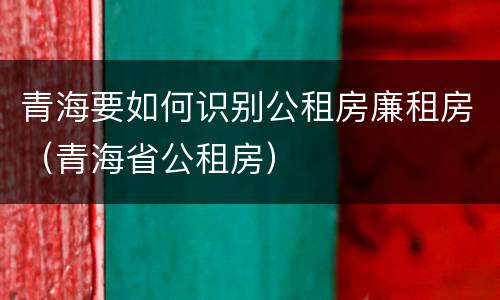 青海要如何识别公租房廉租房（青海省公租房）
