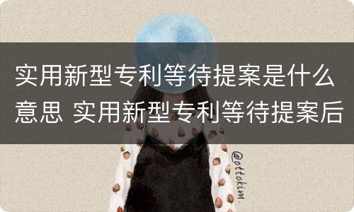 实用新型专利等待提案是什么意思 实用新型专利等待提案后是什么状态