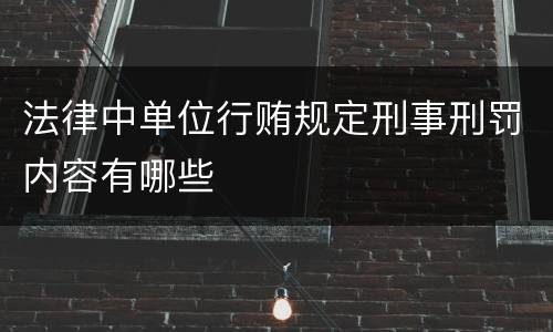 法律中单位行贿规定刑事刑罚内容有哪些