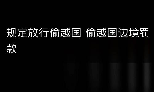 规定放行偷越国 偷越国边境罚款