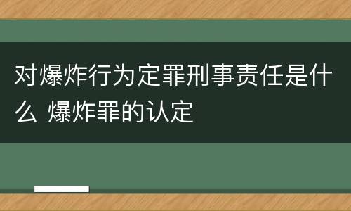 对爆炸行为定罪刑事责任是什么 爆炸罪的认定