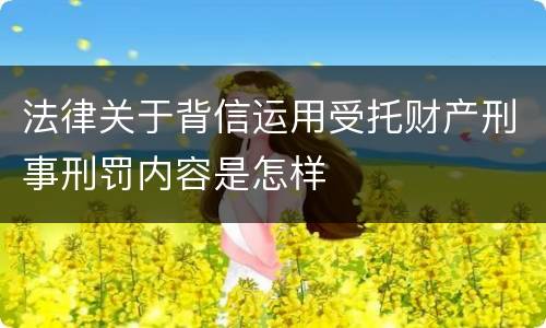 法律关于背信运用受托财产刑事刑罚内容是怎样