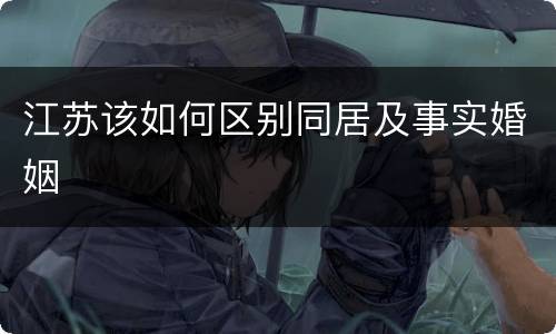 江苏该如何区别同居及事实婚姻