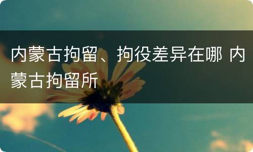 内蒙古拘留、拘役差异在哪 内蒙古拘留所