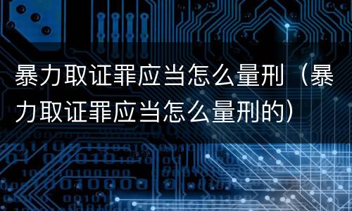 暴力取证罪应当怎么量刑（暴力取证罪应当怎么量刑的）