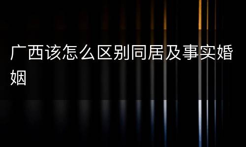 广西该怎么区别同居及事实婚姻