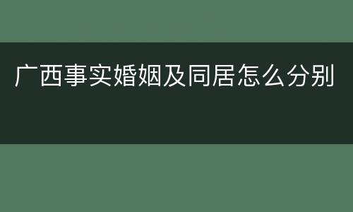 广西事实婚姻及同居怎么分别