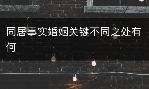 同居事实婚姻关键不同之处有何