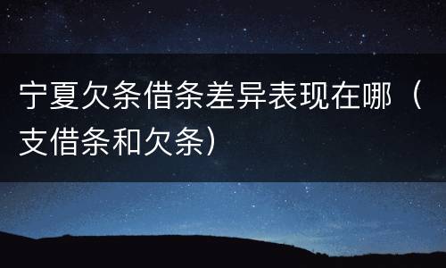宁夏欠条借条差异表现在哪（支借条和欠条）
