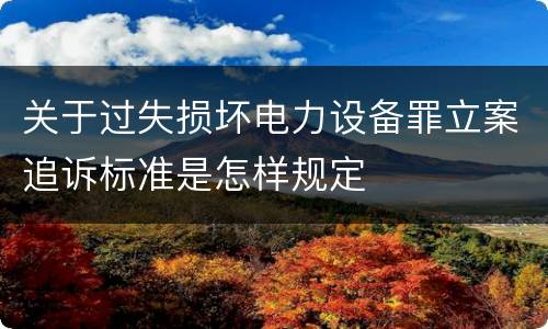 关于过失损坏电力设备罪立案追诉标准是怎样规定