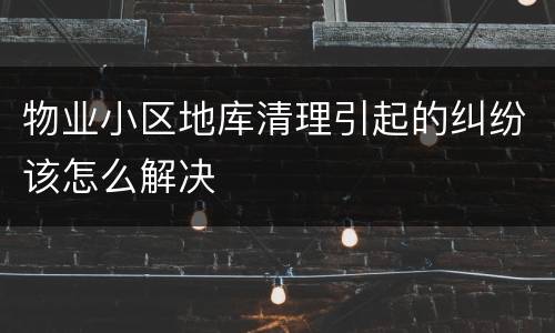 物业小区地库清理引起的纠纷该怎么解决