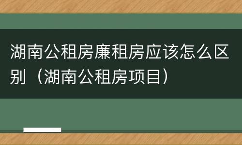 湖南公租房廉租房应该怎么区别(湖南公租房项目)