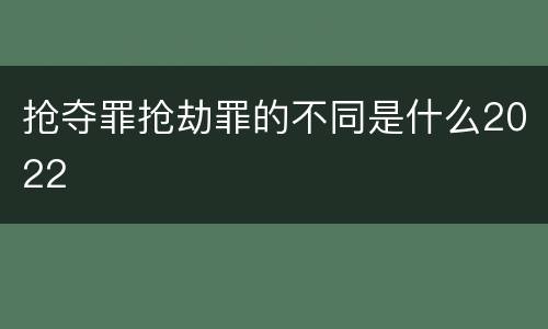 抢夺罪抢劫罪的不同是什么2022
