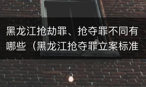 黑龙江抢劫罪、抢夺罪不同有哪些（黑龙江抢夺罪立案标准）