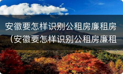 安徽要怎样识别公租房廉租房（安徽要怎样识别公租房廉租房呢）