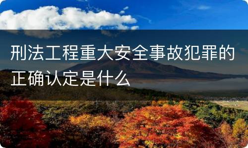 刑法工程重大安全事故犯罪的正确认定是什么