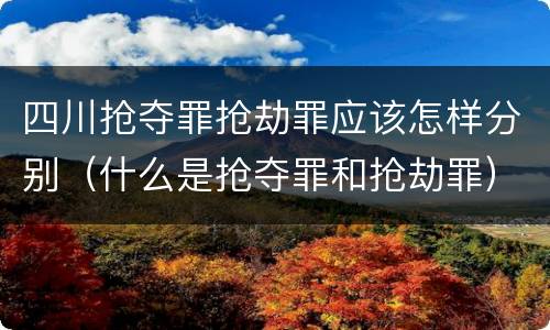 四川抢夺罪抢劫罪应该怎样分别（什么是抢夺罪和抢劫罪）