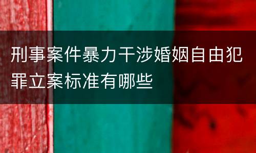 刑事案件暴力干涉婚姻自由犯罪立案标准有哪些