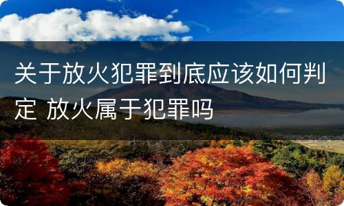 关于放火犯罪到底应该如何判定 放火属于犯罪吗