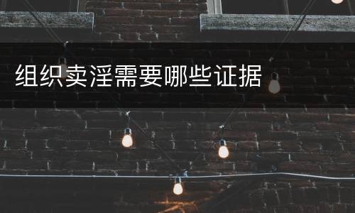 组织卖淫需要哪些证据