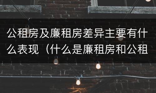 公租房及廉租房差异主要有什么表现（什么是廉租房和公租房两个有什么特点）