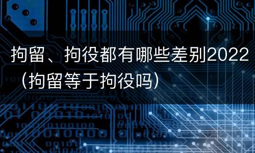 拘留、拘役都有哪些差别2022（拘留等于拘役吗）