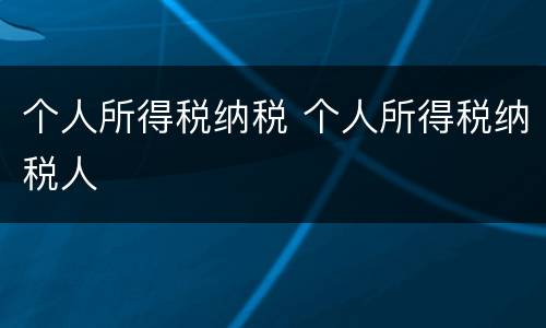 个人所得税纳税 个人所得税纳税人