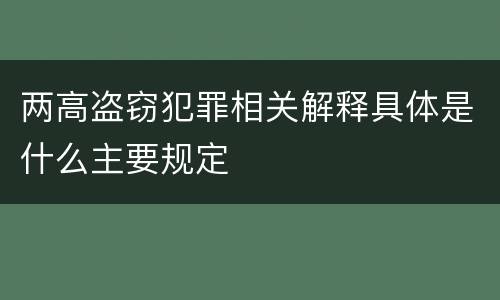 两高盗窃犯罪相关解释具体是什么主要规定