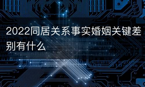 2022同居关系事实婚姻关键差别有什么