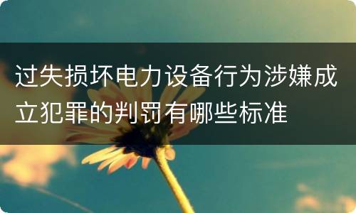 过失损坏电力设备行为涉嫌成立犯罪的判罚有哪些标准