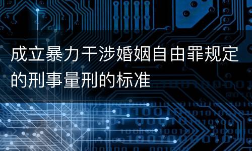 成立暴力干涉婚姻自由罪规定的刑事量刑的标准