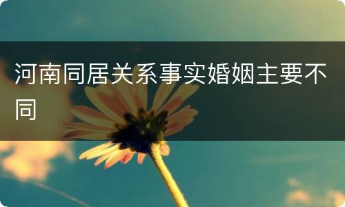 河南同居关系事实婚姻主要不同